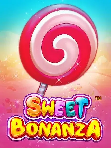 Sweet Bonanza — обкладинка з рожевим льодяником-спіраллю над карамельним краєвидом